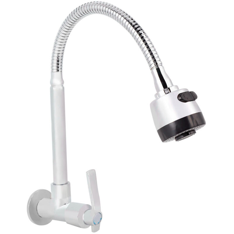 Robinet d'évier de cuisine à poignée unique, G1/2inch Robinet de robinet mural rotatif à 360 °,Col de Cygne Robinet Cuisine a - Ej.life