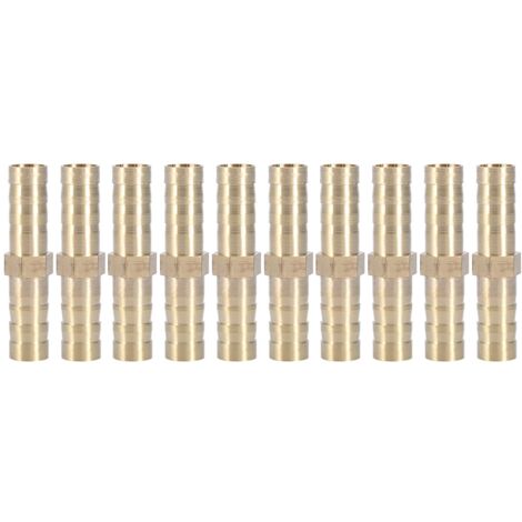 Ej.Life Rohrverbindungsrohr, Akozon Messing mit Widerhaken gerade 2-Wege-Rohrverbinder-Rohrverbindungsanschluss(8mm 10pcs) A
