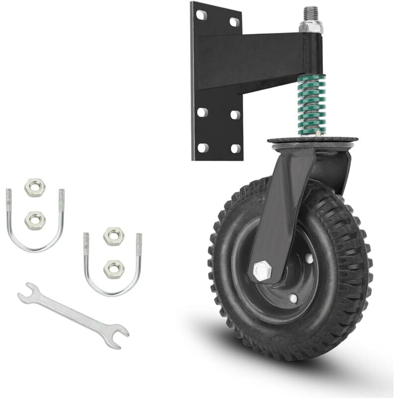 Ej.life - Roue de portail 20 cm pour portail en métal Capacité 272 kg Ressort rotatif à 360 ° Absorbe les chocs Heavy Duty Castors Outil