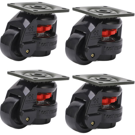 Ej.Life – Roulettes pivotantes 50mm – Charge 250kg – Nylon durable pour équipements lourds – Rotation 360° – Lot de 4 (Noir) - 16LBS