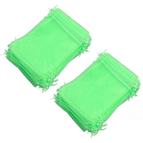 Ej.Life Sac de Filet de Protection de Fruit Réutilisable de 100 Pièces, Sac de Barrière de Maille de Jardin pour des Arbres Fruitiers de Fleur de Plante avec Le Vert de Cordon (15  20 cm) A