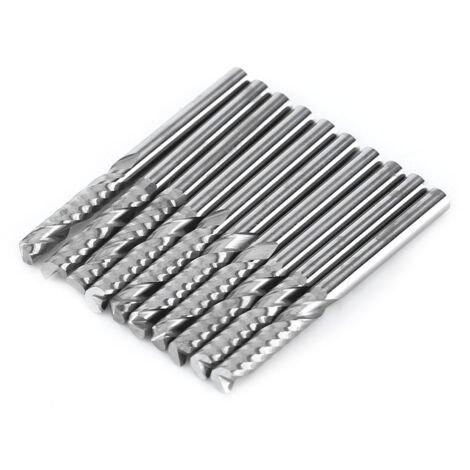 Ej.Life Schaftfräser, 10 Stück, Wolframkarbid-Schaftfräser, Einschneidig, Fräser, Spirale, CNC-Frässtifte, Set, Fräser, 3,175 X 22 Mm, Bohrfräser