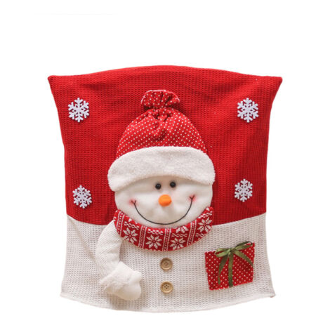 Ej.Life (Schneemann-Stil) Weihnachtsdekorationen, Urlaub, Heimdekoration, Stuhlbezug, Stuhllehnenbezug, Hockerbezug, Weihnachtsstuhl-Set