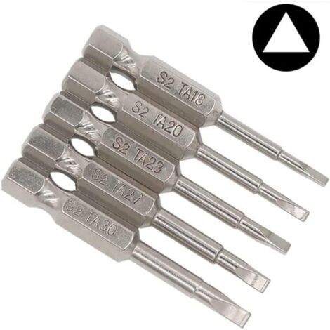 Ej.Life Schraubendreher-Bit-Set, 5 Stück 50 Mm 1/4 Zoll Sechskantschaft, Dreieck-Schraubendreher-Bits, Starker Magnetismus, Schraubendreher-Bit-Sets