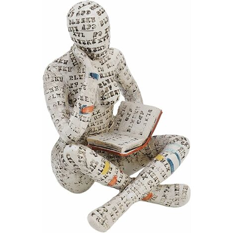 Ej.Life Sculpture de Figurine pour Étagère, 11 x 8 x 7 cm Abstraite Lecture Femme Lisant Sculpture de Statue Peinte à la Main, Artisanat Décoratif de Bureau Simple Bibliothèque Décoration Ornements D'