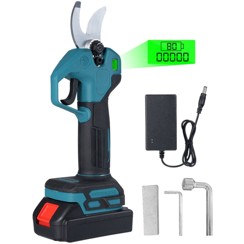 Sécateur électrique - Sécateur électrique professionnel 30 mm avec 2 batterie 21 V/1300 mAh - Sécateur sans fil pour jardinage, vigne, arbre fruitier