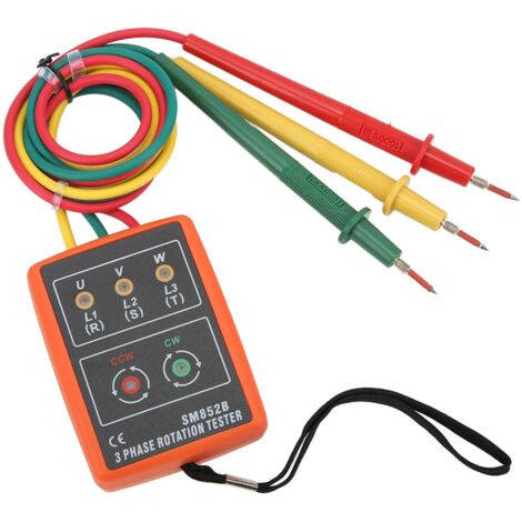 Ej.Life SM852B 3-Phasen-Rotationstester, Digitaler Rotationsmesser, AC 60 V Bis 600 V, für Stromprüfung, Indikator-Detektor-Messgerät, ABS A