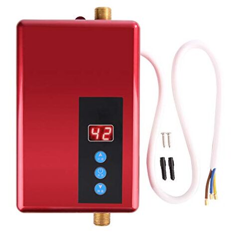 Ej.Life Sofortiger elektrischer Warmwasserbereiter, sofortige Heizung, eingebautes Auslaufschutzgerät, Schutz vor Wasserkraftisolation(red)
