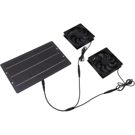 Ej.Life Solarbetriebener Ventilator, Wetterfester Wandventilator mit Doppelauspuff für Gewächshaus-Hühnerställe, 10 W