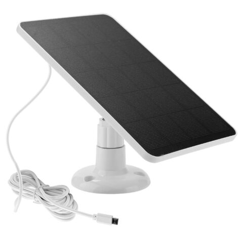 Ej.Life Solarpanel für Überwachungskamera, 5 V, 4 W, Micro-USB- und USB-C-Anschluss, Solarpanel für Kabellose Outdoor-Überwachungskamera, IP65 Wasserdichtes Solarladegerät, 360° (Weiss)
