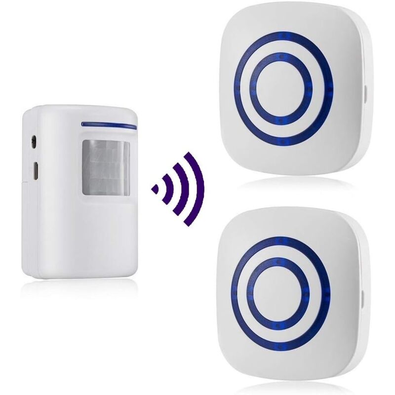 Ej.life - Sonnette sans Fil Detecteur de Mouvement Carillon De Porte Eléctrique 36 Mélodies Alarme De Sécurité avec Emetteur et Récepteur pour Maison