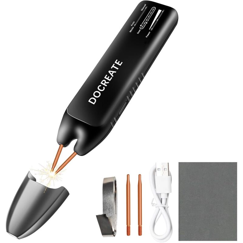 Soudeuse par points de batterie, Soudeuse par points portative 2 en 1 avec modes automatique et manuel, 11 vitesses réglables pour les batteries de