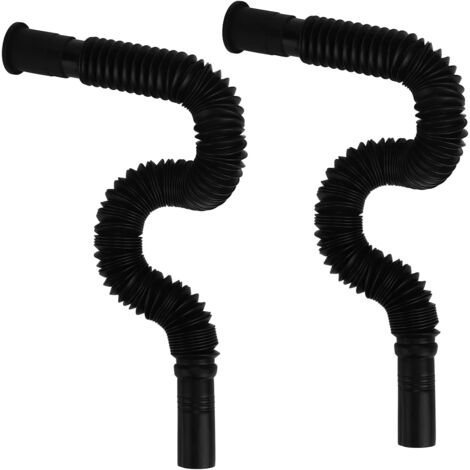Ej.Life Spülbecken-Abflussrohr, flexibles Waschbecken-Abflussrohr PVC, Schwarz für Badezimmer