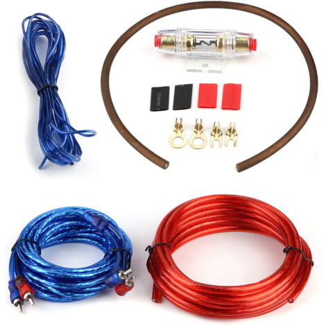 Ej.Life Subwoofer Plus Kabel Mit Sicherung - Endstufe Kabel Anschlusskabel Kfz Verstärker Kabelsatz Anschluss Car Audio Subwoofer Verstärker Lautsprecher Installation Kabel Kit Mit Sicherung