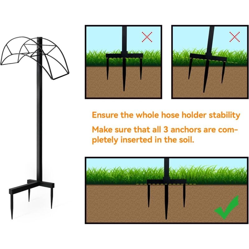 Support de tuyau d'arrosage pour extérieur, support de tuyau amovible, rangement de tuyau avec support - Ej.life