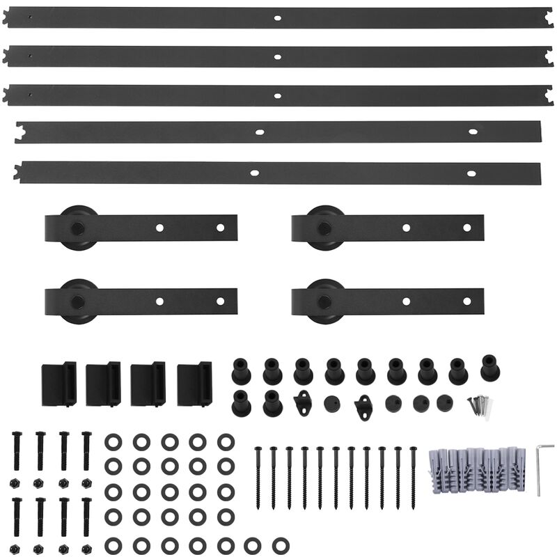 Ej.life - Système de porte coulissante de 16FT 488cm, voie de roulement de matériel de porte coulissante d'acier au carbone d'épissure de porte