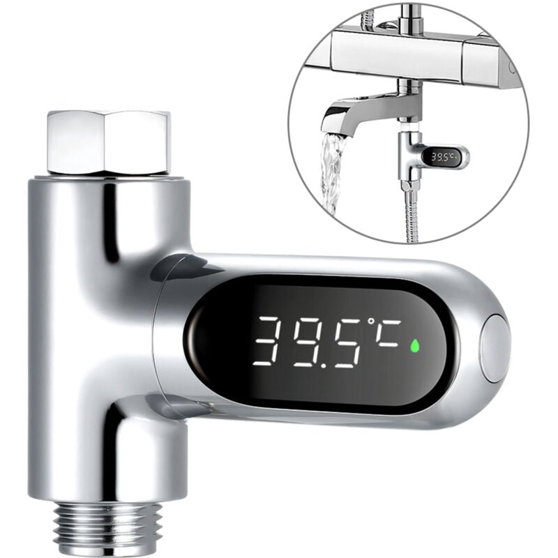 Thermometre douche, Affichage numérique de la température de douche led, affichage Celsius/Fahrenheit, écran rotatif à 360 °, pour cuisine salle de