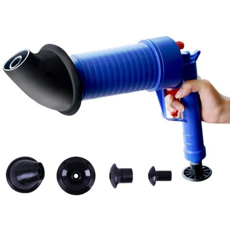 Ej.Life Toilet Plunger Hochdruck Manuelle Leistungsstarke WC-Reiniger Shutter Drain Drain Vier Leach Sink Becken Badewanne (Blau)