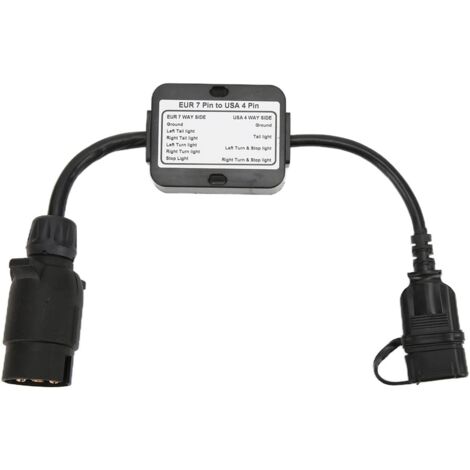 Ej.Life Trailer Connector, Rücklicht-Stromkreiskonverter Europäischer 7-Pin-zu-Amerikanischer 4-Pin-Rücklicht-Stromkreiskonverter für Wohnwagen-Boots-Anhänger-Zubehör