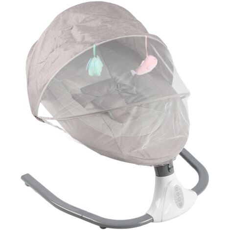 Ej.Life Transat balancelle jusqu’à 20 kg, télécommande et Bluetooth pour smartphone, , harnais de sécurité 3 points, 4 niveaux de réglage de cadence du balancement, 12 mélodies, pare-soleil, moustiqu