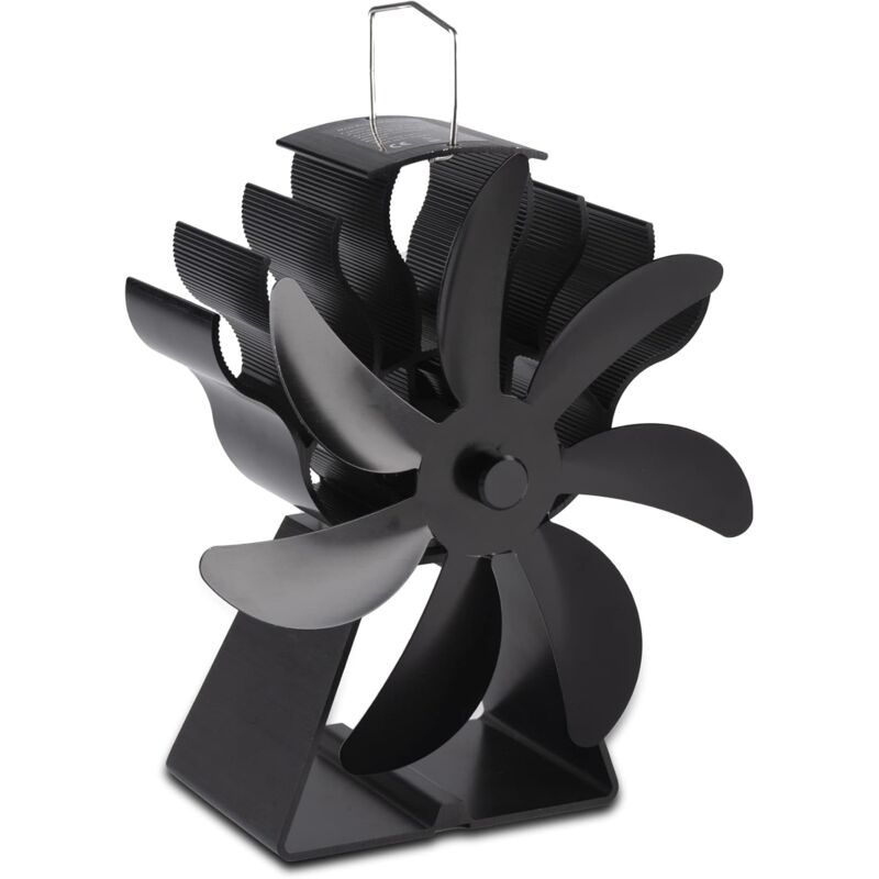 Ej.life - Ventilateur à bûches – Ventilateur de poêle à bois à 7 lames, alimenté par la chaleur pour poêle à bois/cheminée (noir)