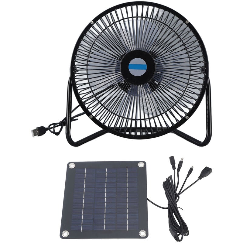 Ventilateur alimenté par panneau solaire 10W ventilateur portatif de panneau solaire usb de 8 pouces pour le camping en plein air poulet chien
