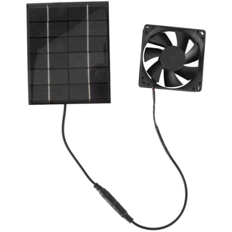 Ej.Life Ventilateur Alimenté par Panneau Solaire, 6 V 2 W 3,15 Pouces Mini Ventilateur D'extraction à énergie Solaire pour Serre, Niches, Poulaillers, Abris, Maisons pour Animaux de Compagnie A