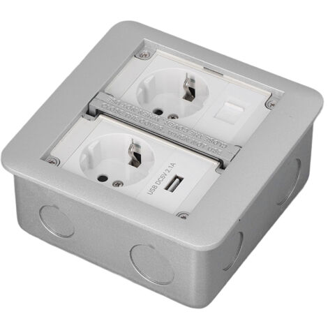 Ej.Life Versteckte Steckdose mit, Elektrisches Zubehör Steckdose, Konverter 2 Steckdosen Multifunktionale Eingebettete Bodensteckdose mit Abdeckung Wasserdichte IP40-Bodensteckdose(Dunkelgrau)