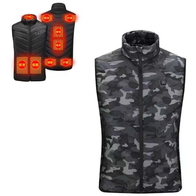 Veste Chauffante Homme Femme, Gilet Chauffant Electrique usb, Doudoune Chauffante Hiver Impermeable Lavable, Vetement Chauffant 3 Niveaux de Réglages