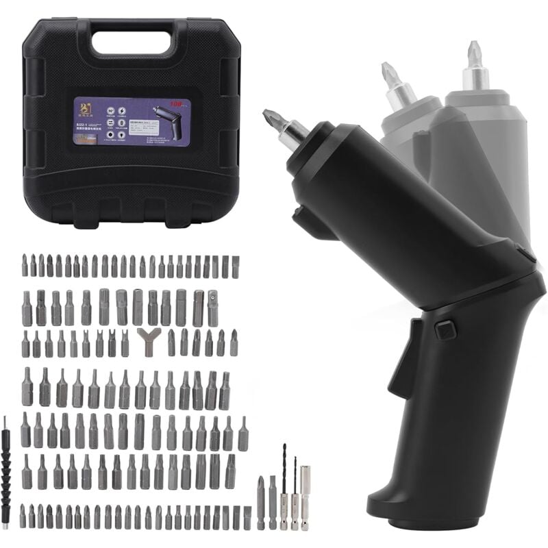 Visseuse Sans Fil 3.5 Nm, Visseuse Devisseuse Sans Fil 1800mAh 3.6V avec 108 Accessoires, Lampe led, Mandrin Magnétique, Câble de Chargement usb
