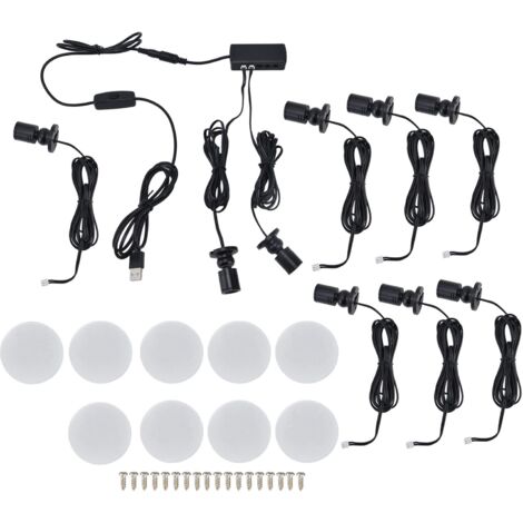 Ej.Life Vitrinenleuchte, USB-Vitrine, LED-Schrankleuchte, USB-Garderoben-Deckenleuchte, LED-Schrankleuchte, Angetrieben, Dimmbar, Rund, Kleine LED-Schranklampe für Kleiderschrank (Einer