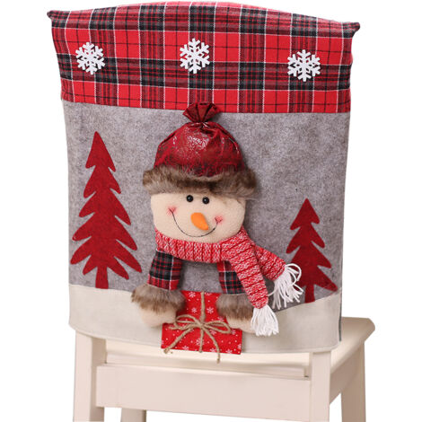 Ej.Life Weihnachts-Kunstleder, dreidimensionale Cartoon-Puppenstuhl-Sets, Weihnachtsmann-Tisch- und Stuhl-Sets (Schneemann-Stuhl-Sets)