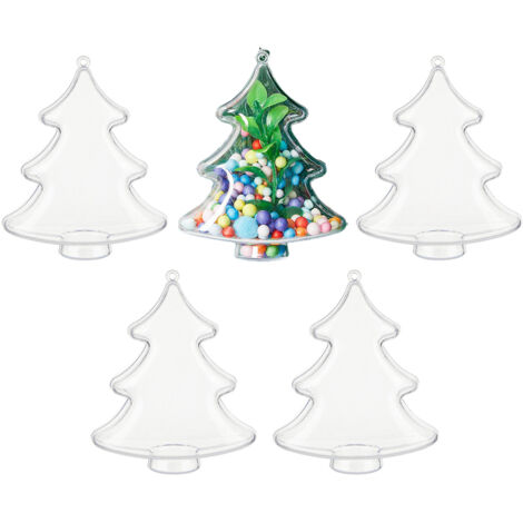 Ej.Life (Weihnachtsbaum) 5 Stück hochtransparente Kugel Weihnachtsbaumschmuck Kunststoffkugel PS-Injektion Weihnachtssüßigkeitsschachtel Europäischer Weihnachtsdekorationsanhänger
