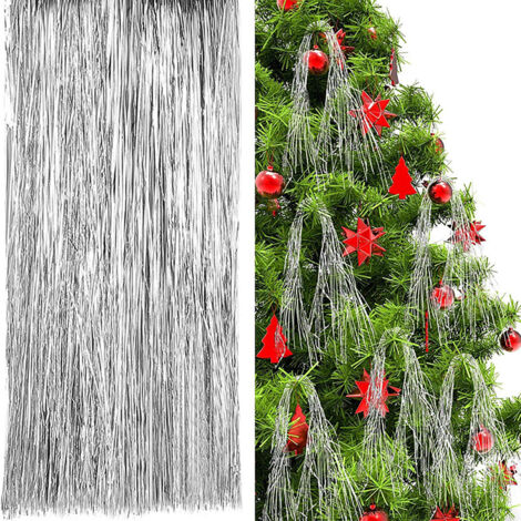 Ej.Life Weihnachtsbaumschmuck-Anhänger, goldene Seidenstreifen, Weihnachtsdekoration, Regenseide, Laser-Seidenanhänger, Zubehör (Silber, 12000 Stück)