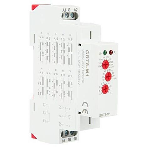 Ej.Life Zeitrelais Schalter AC 220V GRT8-M1 Multifunktionale Hutschienenmontage 10 Funktionen LED Anzeigen für Industrieanlagen A