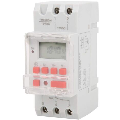 Ej.Life Zeitschaltuhr 12V DC 30A LCD-Timer LCD-Digitalanzeige Ein-Aus-Timer 7-Tage-Timerschalter TM919B-4