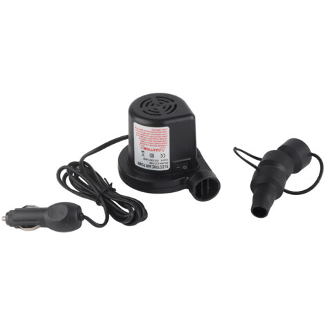 Ejoyous Inflateur de Pompe à Air électrique Portable 12V Déglation Inflation Rapide pour Un Bateau de Radeau de Matelas Gonflable avec 3 Buses (Black)