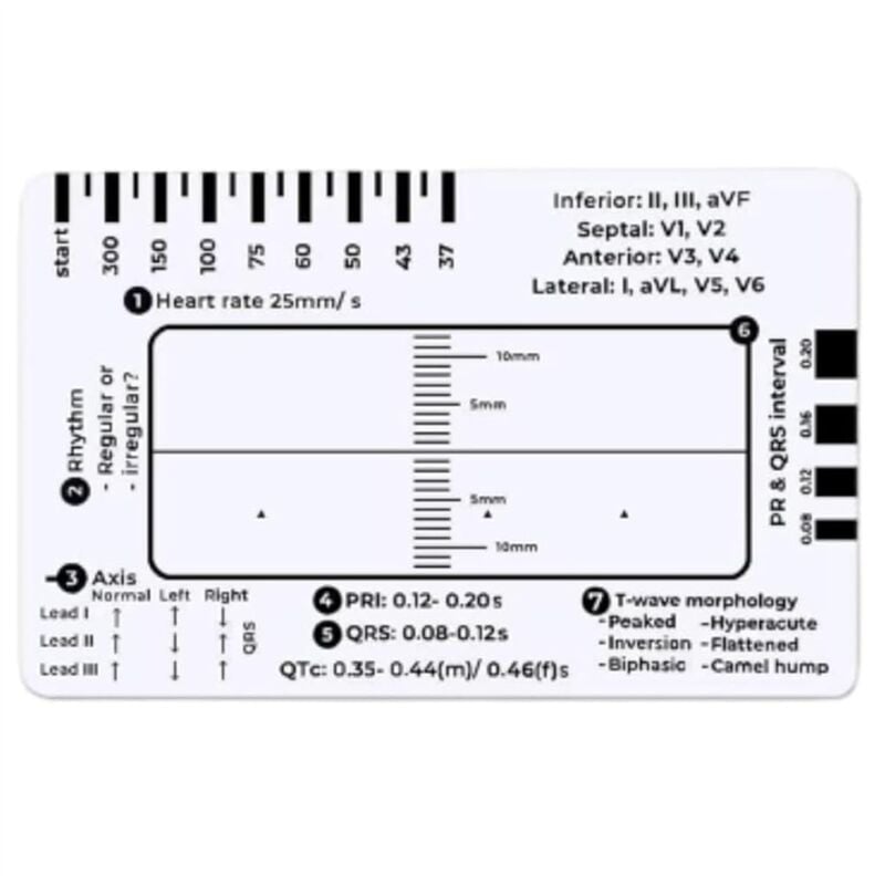 Image of EKG-Lineal mit 7 Schritten, schnelles Werkzeug zur Herzanalyse und -messung