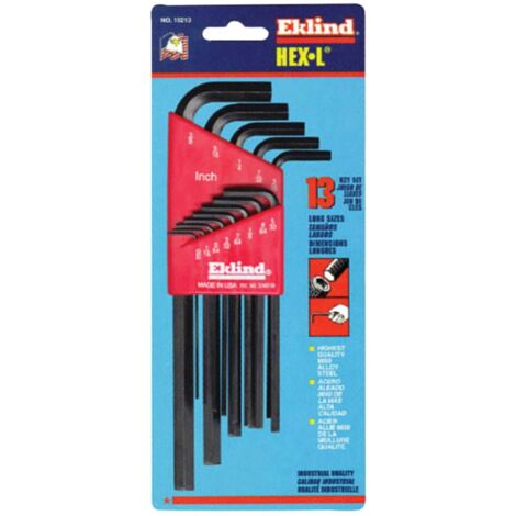 Eklind EKL10213 13-Piece Hexagon Long Arm Allen Wrench Set (Imperial Sizes 1/16" to 3/8")