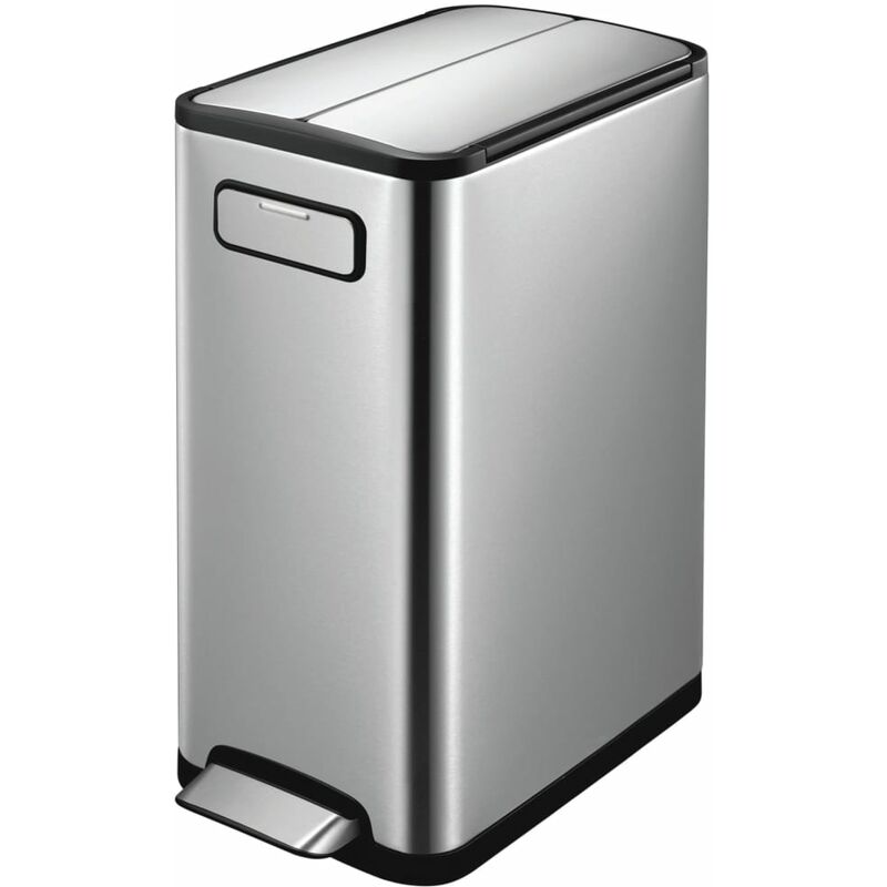 

Cubo de basura con pedal Ecofly 2x20 L plateado mate - Plateado - EKO