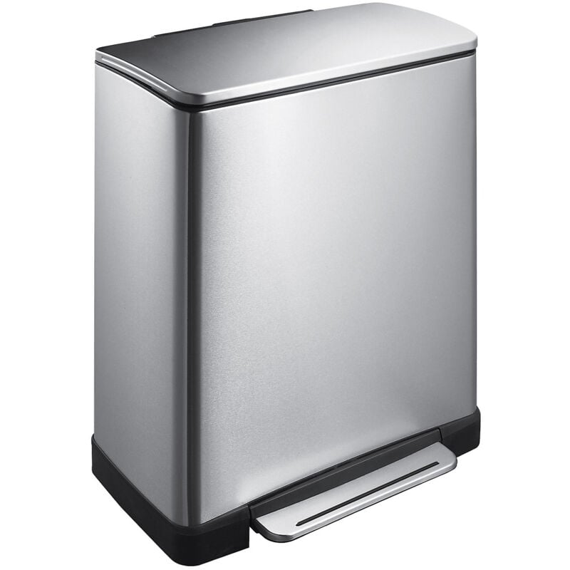 EKO - Collecteur de déchets à pédale en inox, rectangulaire,