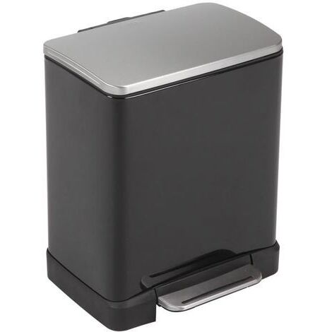 EKO - Poubelle à pédale Tri-sélectif E-Cube 10+9 litres - Stainless steel Plastic  - noir brillant, inox mat