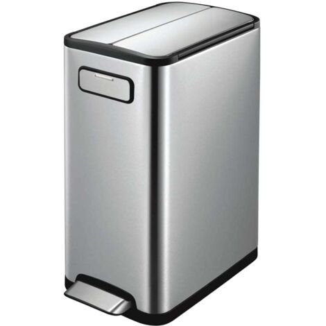 EKO - Poubelle à pédale tri sélectif Ecofly 20+20 litres - Stainless steel Plastic  - inox mat