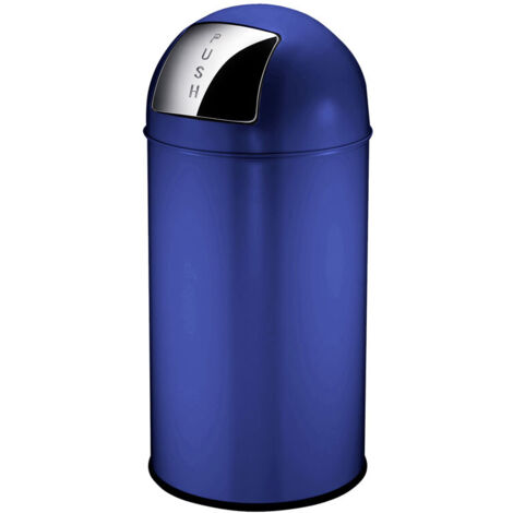 EKO - Poubelle Push can 40 litres - Steel   - bleu