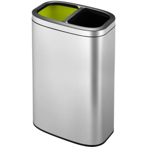 EKO - Poubelle Tri-sélectif open top OLI-Cube 20+20 litres - Stainless steel   - inox mat