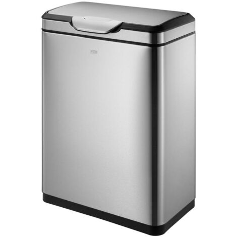 EKO - Poubelle tri sélectif Touch Pro 20+20 litres - Stainless steel Plastic  - inox mat