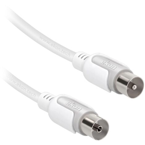 EKON Cavo Antenna Con Connettori Maschio/Femmina E Adattatore Maschio/Maschio 1,8 Metri Bianco