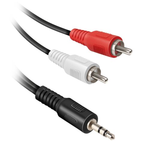 EKON Cavo Audio 3,5 Mm A 2 Rca Maschio Con Protezione Anti-Piega 3 Metri Nero