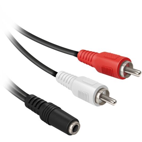 EKON Cavo Audio Jack 3,5 Mm Femmina A 2 Rca Maschio Con Protezione Anti Piega 30 Cm Nero