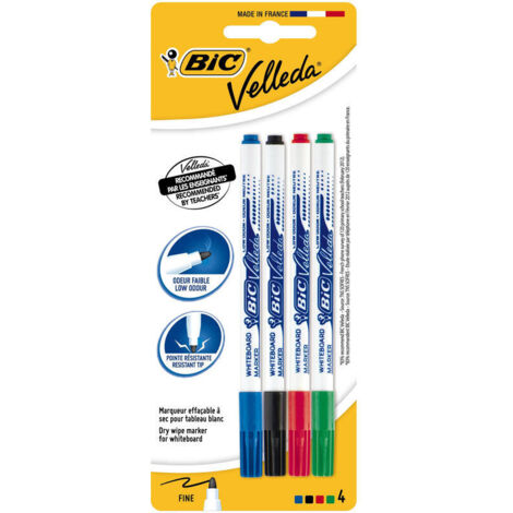 El BIC Velleda 1721 es un marcador para pizarra de limpieza en seco con una punta fina. Versátil y fácil de usar, es adecuado para su uso en un aula.